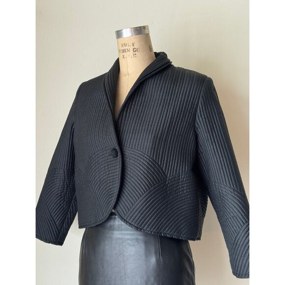 Vintage 1980s Quilted Silk Cropped Jacket - Picture 2 of 5